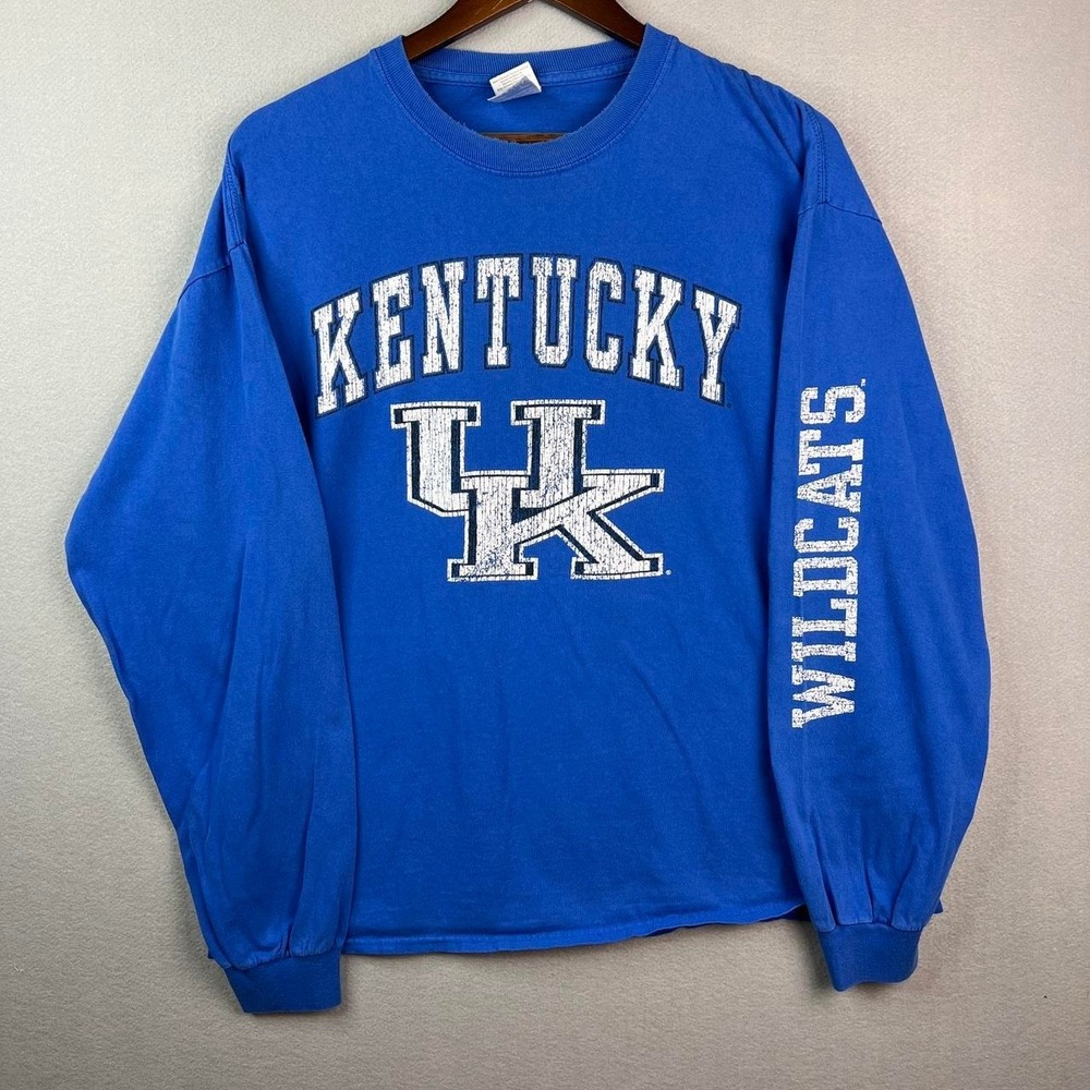 2000s University of Kentucky Wildcats Long Sleeve Blue Mens Shirt XL
